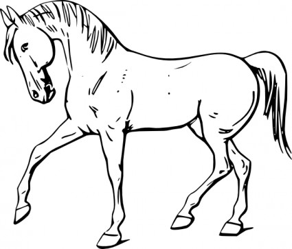 Walking horse outline clip art free vector in open office drawing 
