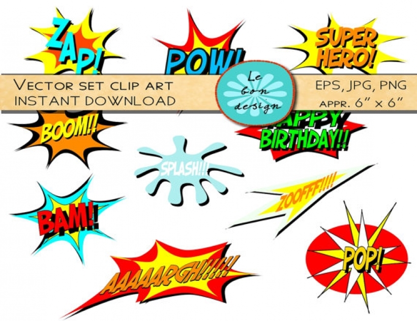 digital clip art vector comic book superhero text lebondesign in