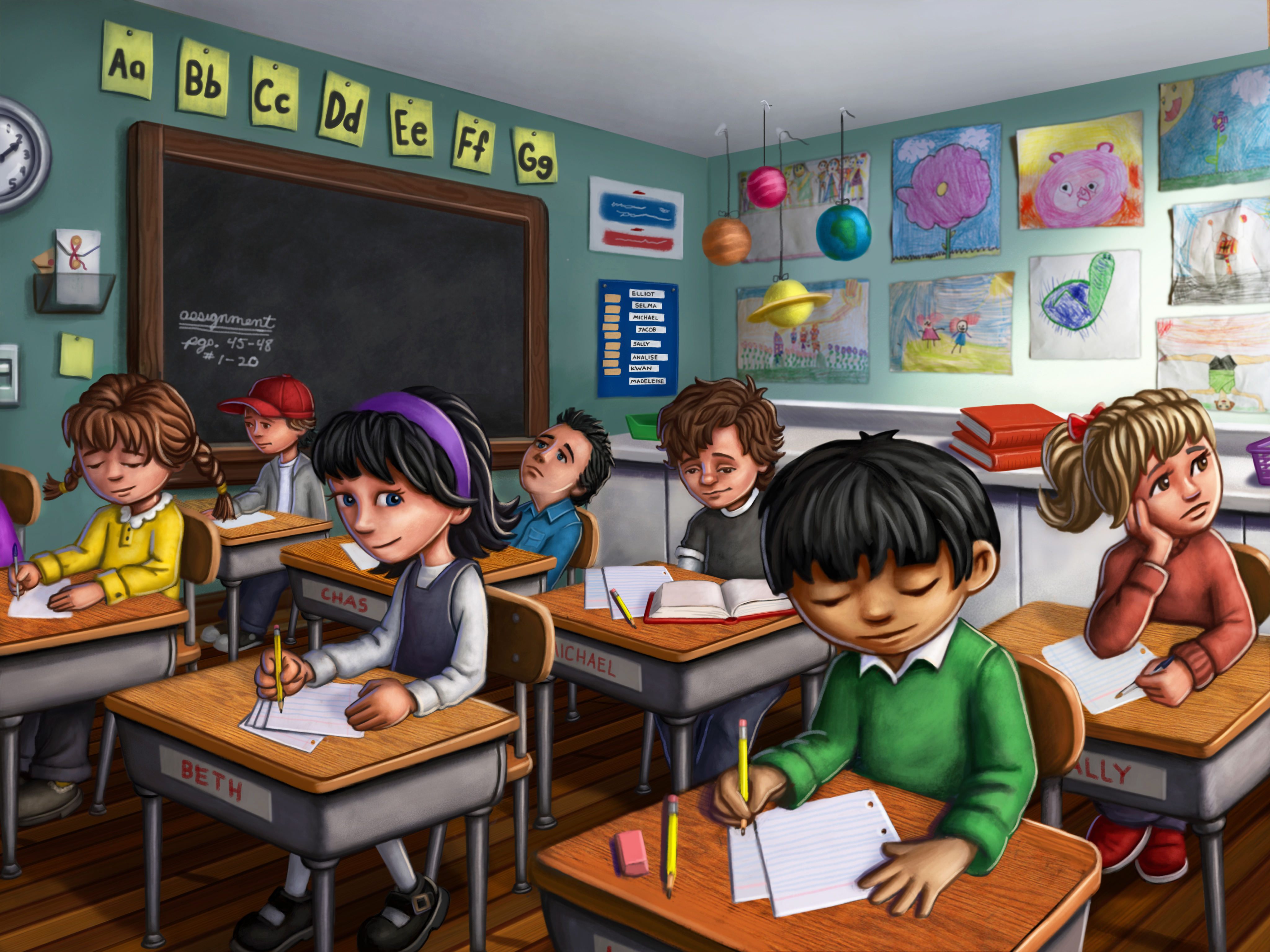 high school students in classroom clipart free