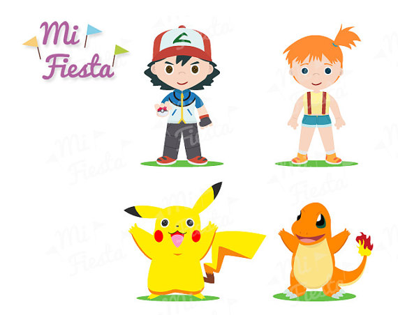 Pokemon Inspired set Ash Misty Pikachu and Charmander by MiFiesta