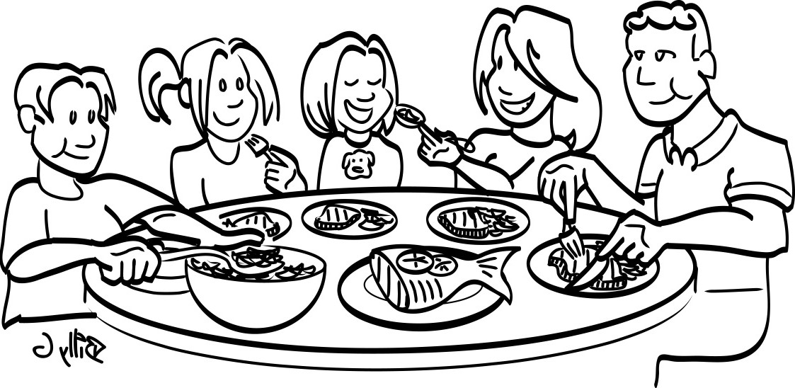Dinner clean clip art family meal black and white clipart baby