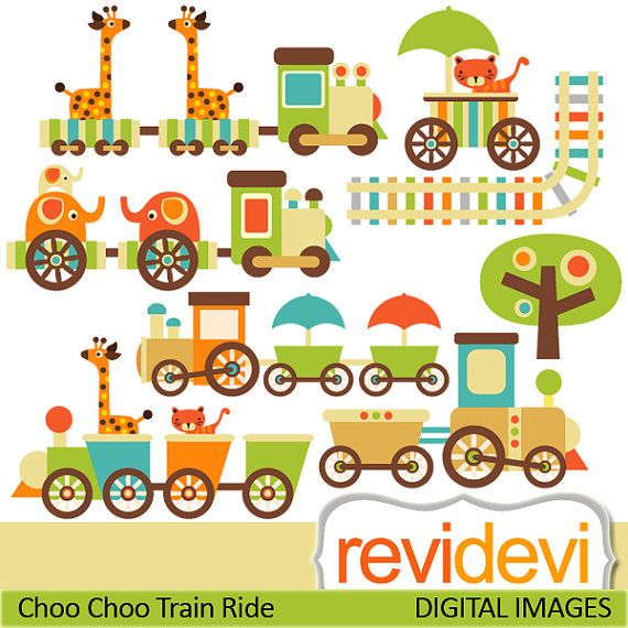 Choo Choo Train Ride Clipart 07403.. Commercial use digital