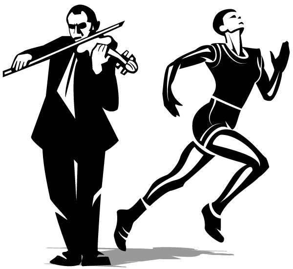 Athlete and Violinist Vector Clip Art