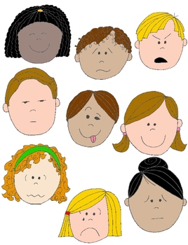 Kids In Action Faces 1 18 Pngs To Show Feelings And Emotions Clipart