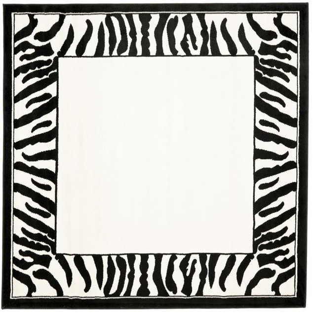 Lyndhurst Collection Zebra Border Black/ White Rug