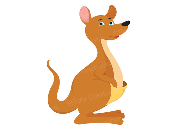 Kangaroo Baby Animal Clipart Commercial by ShannaRiehlArtShoppe