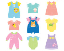 Popular items for baby clothes clipart