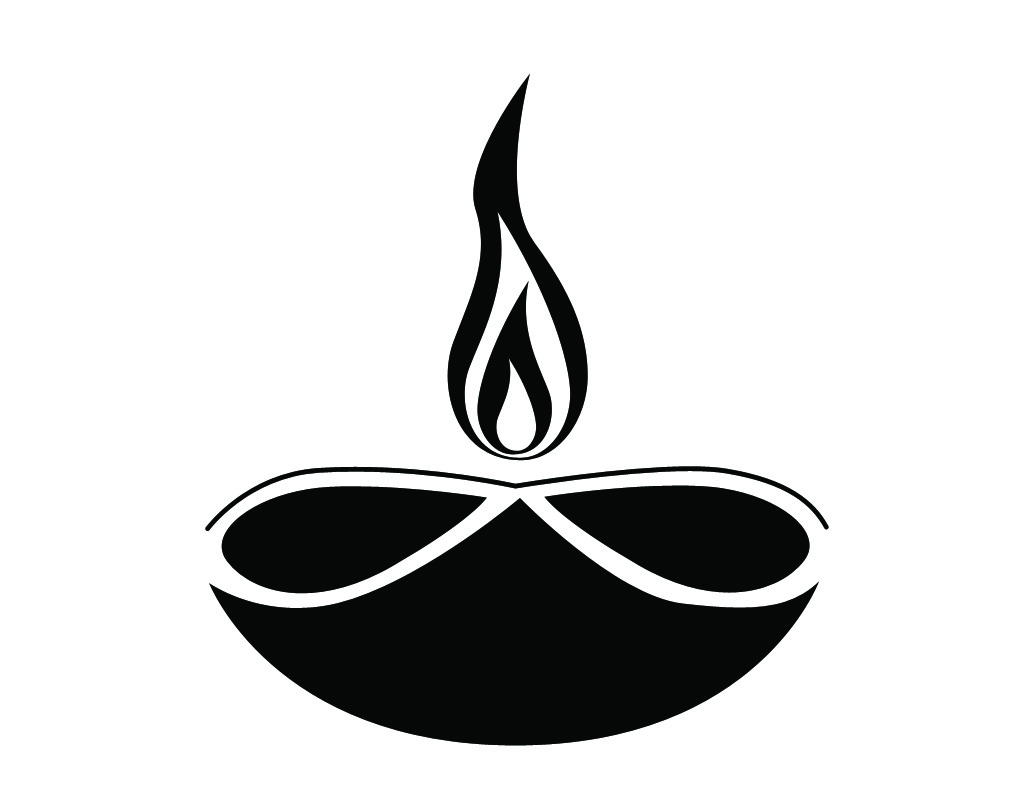 diwali lamp clipart black and white