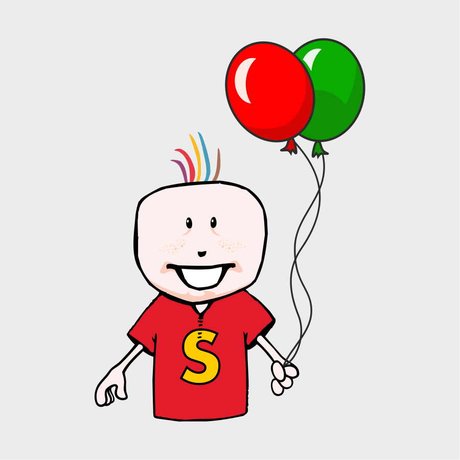 anak memegang balon kartun - Clip Art Library