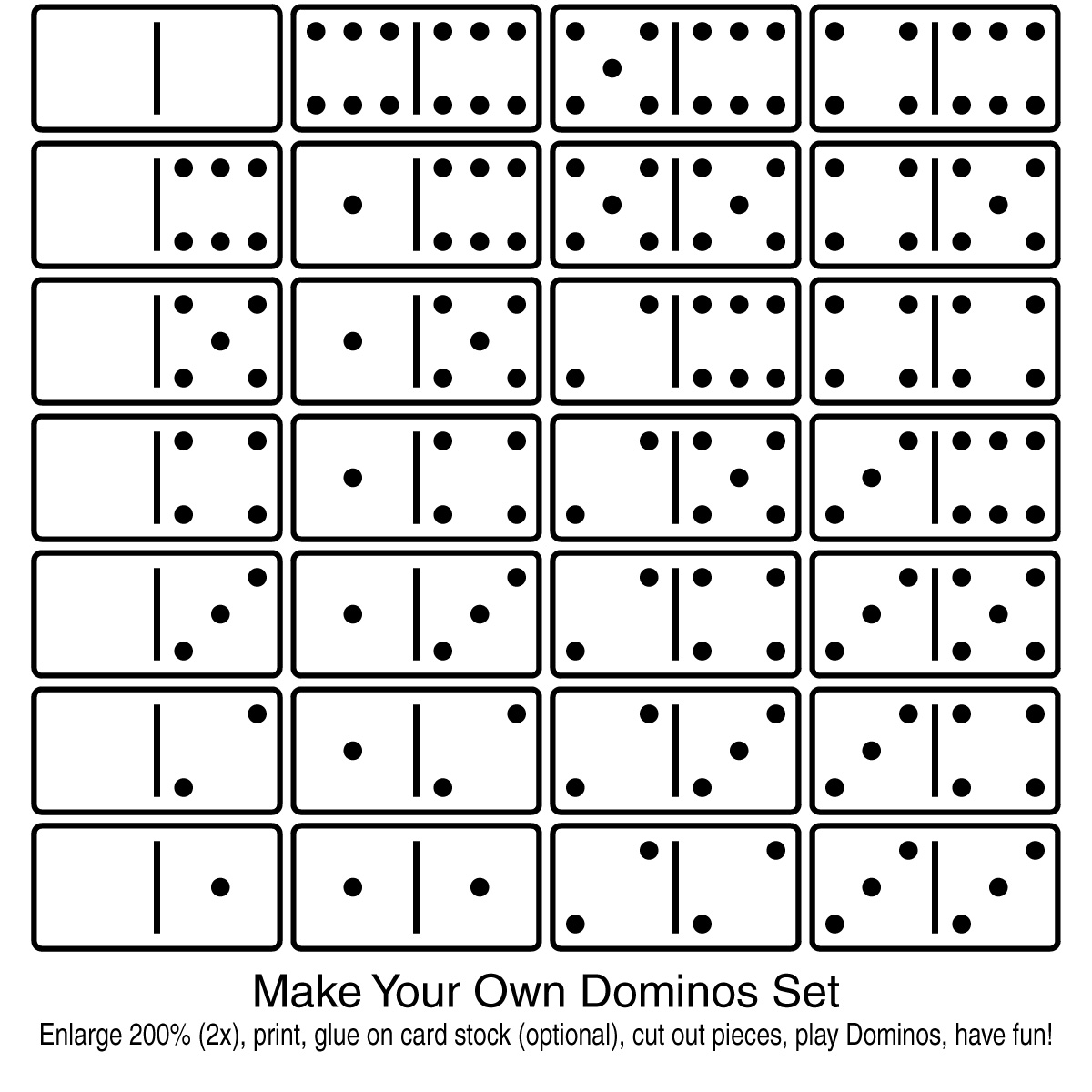Free Printable Domino Set To 12