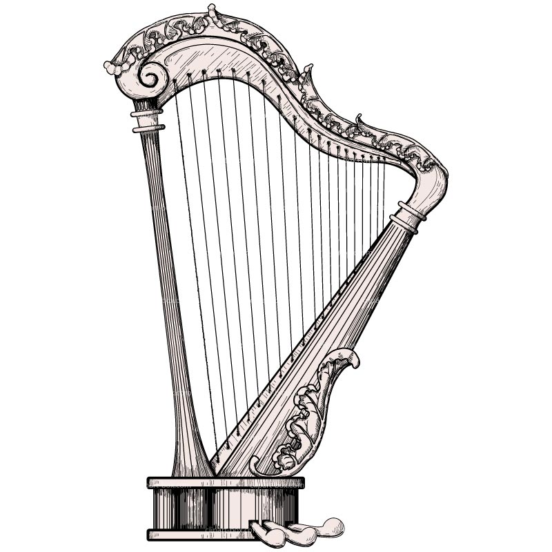 harp music clipart galore