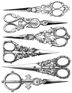 vintage sewing clip art, clipart scissors, old magazine