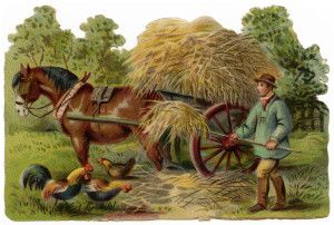 victorian clip art, vintage farm clipart, farmer stooking hay