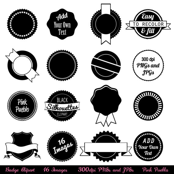 Badge Clipart Clip Art Use as Stickers Tags and by PinkPueblo