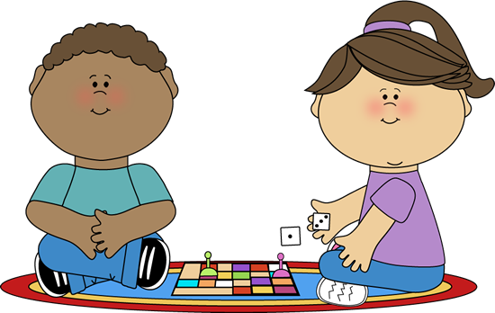 Kids Playing a Board Game Clip Art
