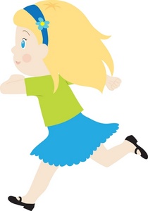 Blonde Girl Running Clipart