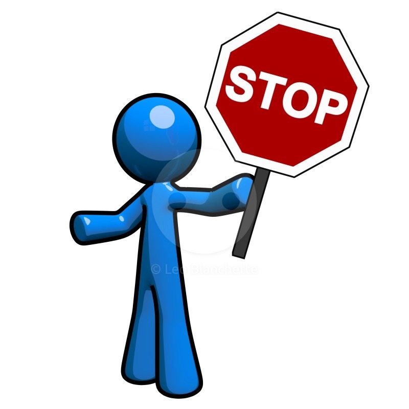 Not found concept blue man holding stop sign clip art image 