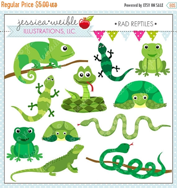 SALE Rad Reptiles Cute Digital Clipart for Commercial or Personal