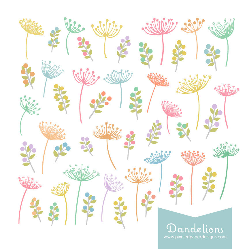 Popular items for dandelion clipart