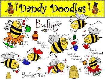 Bee A Reader Clip Art by Dandy Doodles