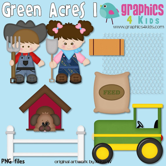 Green Acres 1 Farm Digital Clipart Clip art for by Graphics4kids