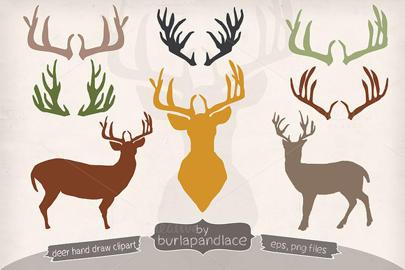 Hand draw deer/Antlers clipart ~ Illustrations on Creative Market