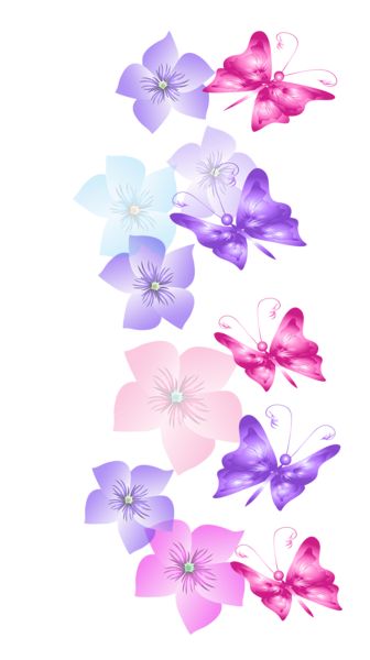 Butterflies and Flowers Decoration PNG Clipart