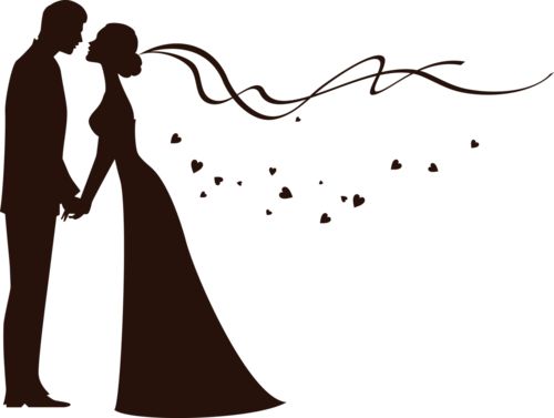 Bride and groom silhouette another option to draw on the clipart