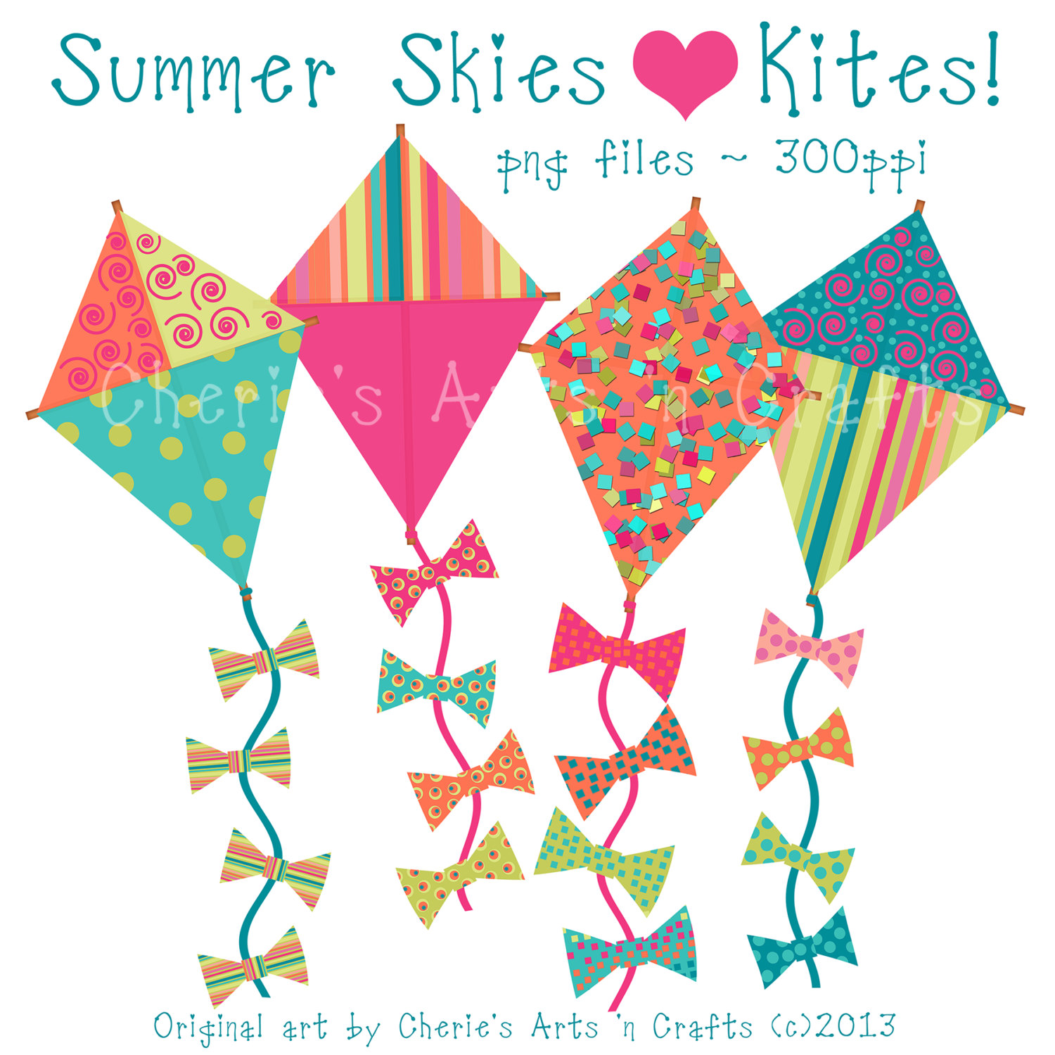 Kites Clip Art Summer Kites Kite Graphics by CheriesArtsnCrafts