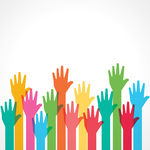 Colorful Reaching Hands Clipart
