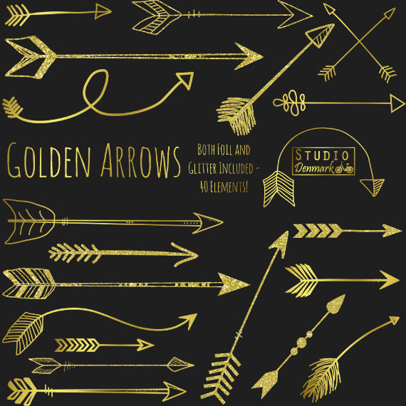 Gold Arrow Clipart Golden Glitter / Foil Clip by StudioDenmark
