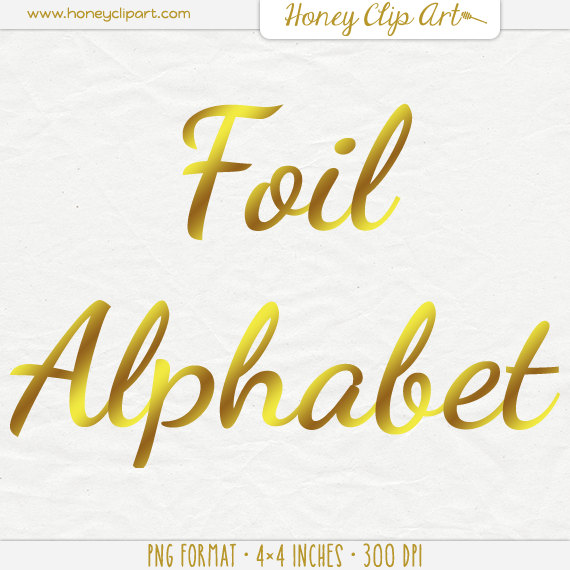 Gold Foil Letter Clip Art Digital Foil Writing by HoneyClipArt