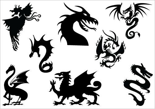 dragon Silhouette Clip Art Pack