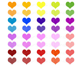 Digital Heart Clipart Colorful Ra Inbow Hearts Printable