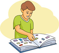 collecting stamps clipart