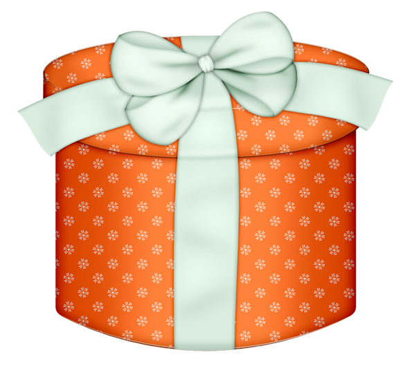Orange Round Gift Box with White Bow PNG Clipart