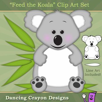 Koala Clip Art / Koala Frame: ",Feed the Koala", Clipart Set