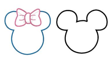 Applique Disney Mickey AND Minnie Mouse Ears Machine Embroidery
