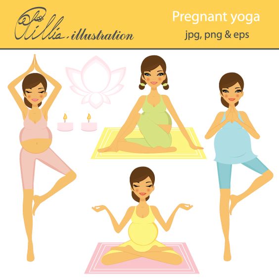 This Pregnant yoga clipart set comes with 7 cliparts featuring 4