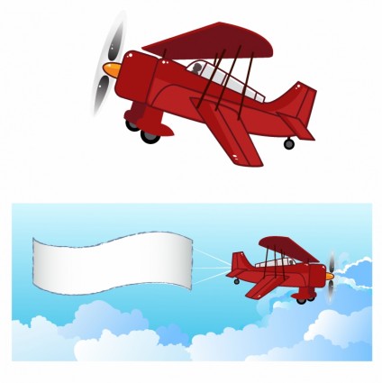 Biplane with banner Free vector in Adobe Illustrator ai