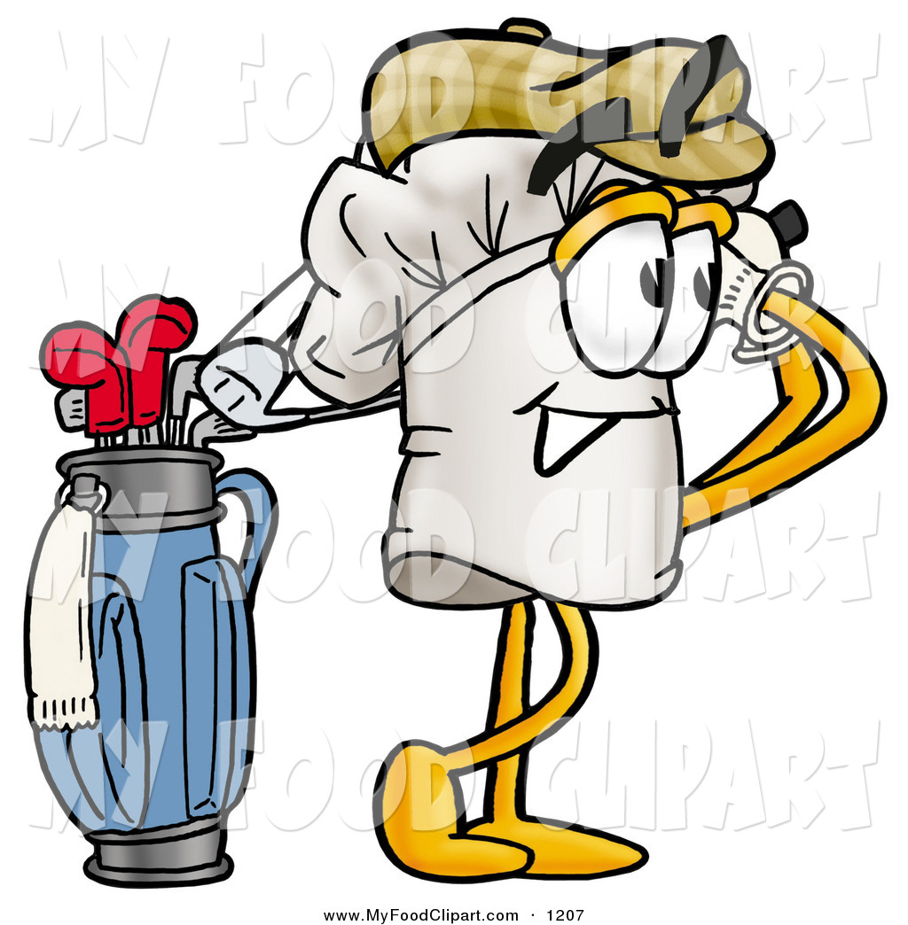 Food Clip Art of an Outgoing Chefs Hat Mascot Cartoon Character 