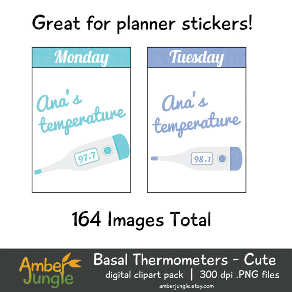 Basal Thermometer Clipart Cute Medical Clip Art for by AmberJungle