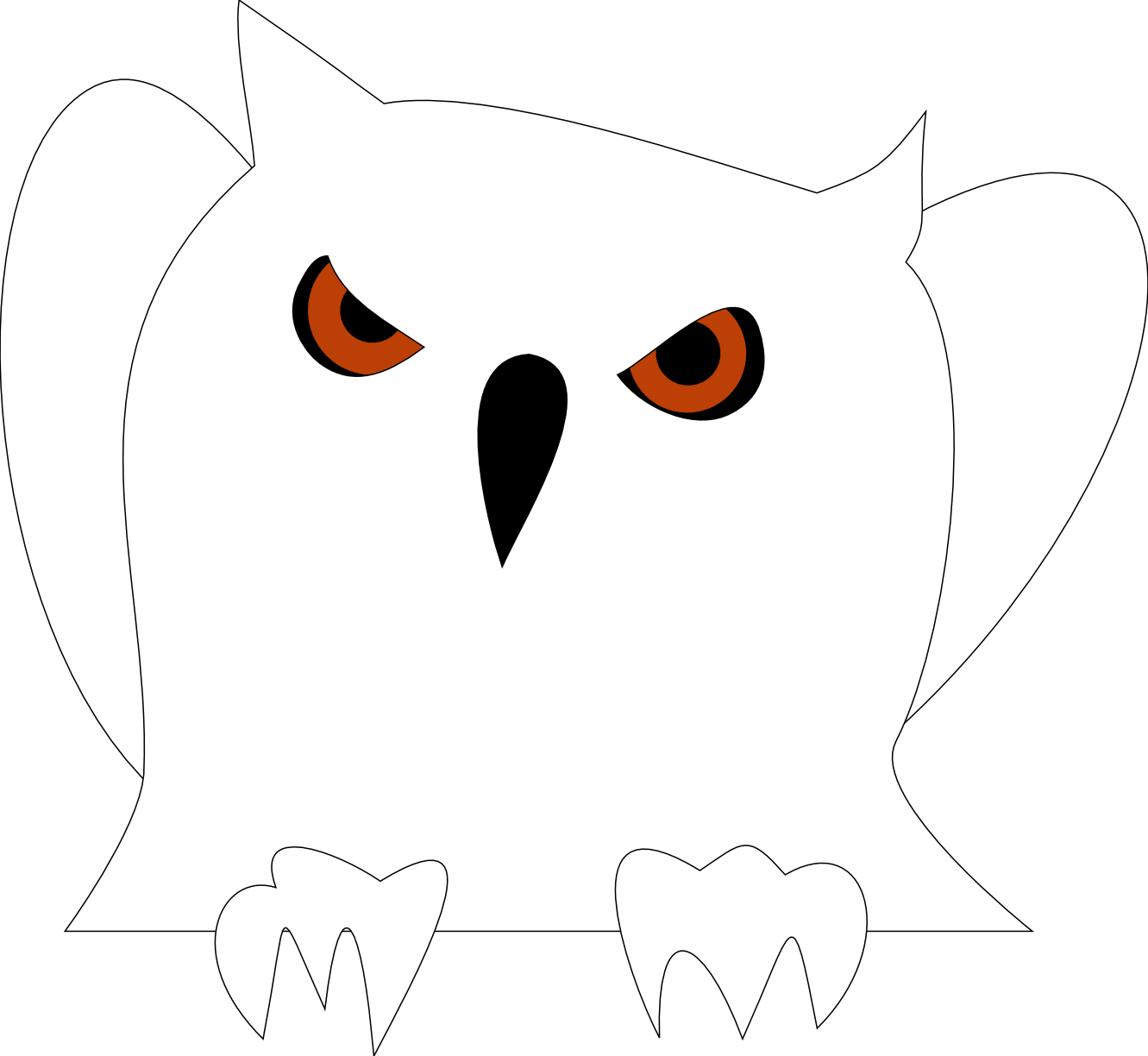 Clip Art: Disappointed Owl Black White Line Art ...