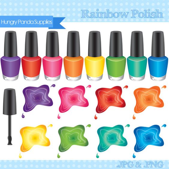 Rainbow Nail Polish digital clipart commercial use , personal use