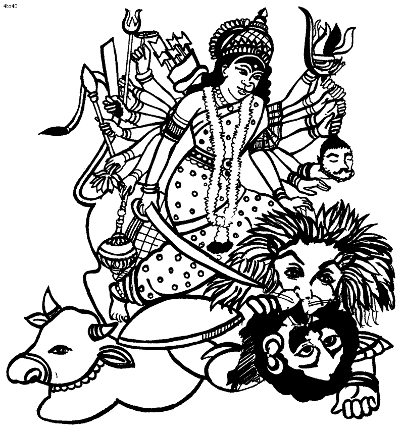 Durga Goddess Coloring Page Sketch Coloring Page 1419