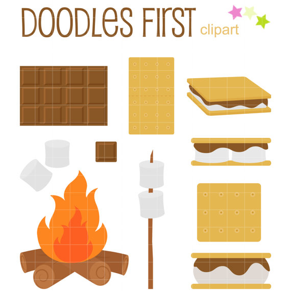 Ooey Gooey Smores Clip Art for Scrapbooking Card by DoodlesFirst