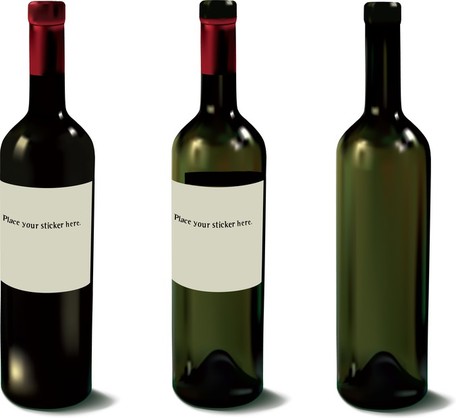 Several Wine Bottles And Glasses, Vector Files 