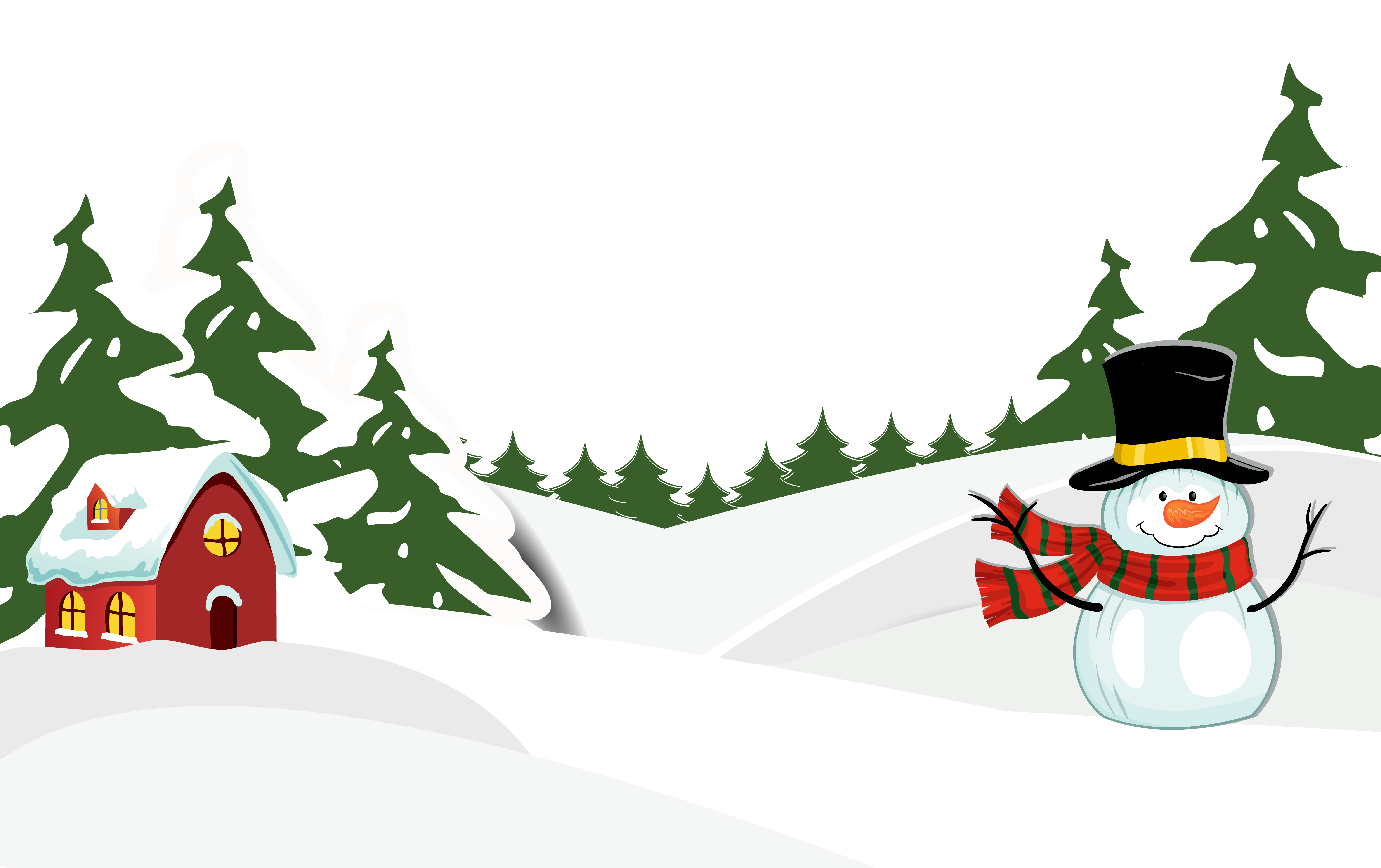 Snowy Ground with Snowman PNG Clipart Image
