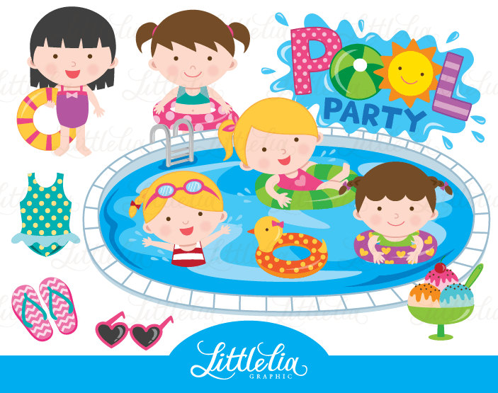 Popular items for pool party clipart 