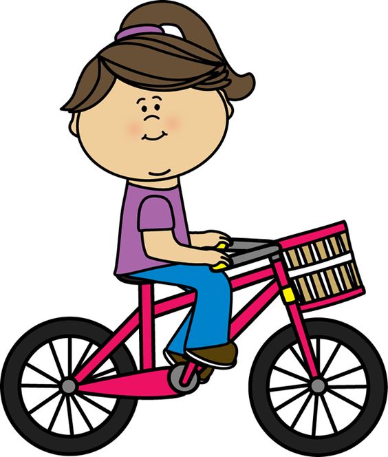 Girl riding a bicycle with a basket